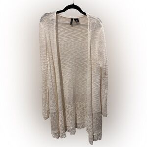 new directions Cream Open-Front Knit Cardigan